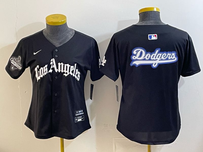 Women 2026 Los Angeles Dodgers Blank Black Game Nike MLB Jersey style 0017